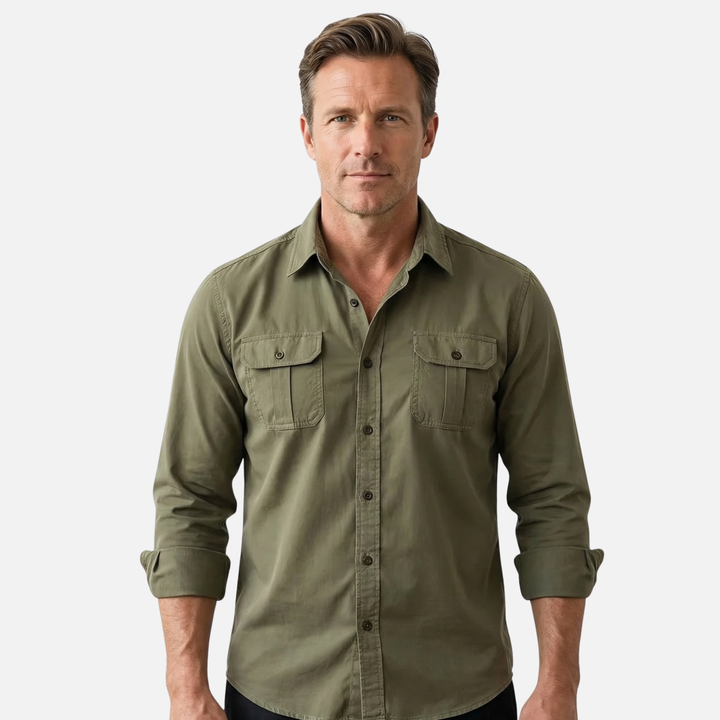 Casual Button Up Shirt with Sleek Placket for Men