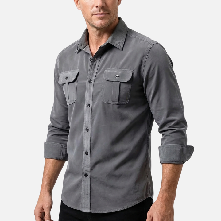 Casual Button Up Shirt with Sleek Placket for Men