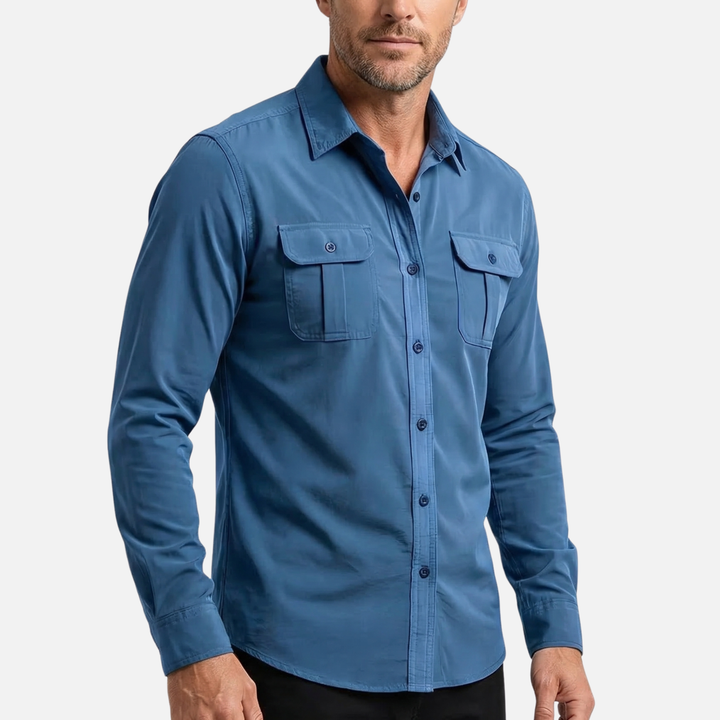 Casual Button Up Shirt with Sleek Placket for Men