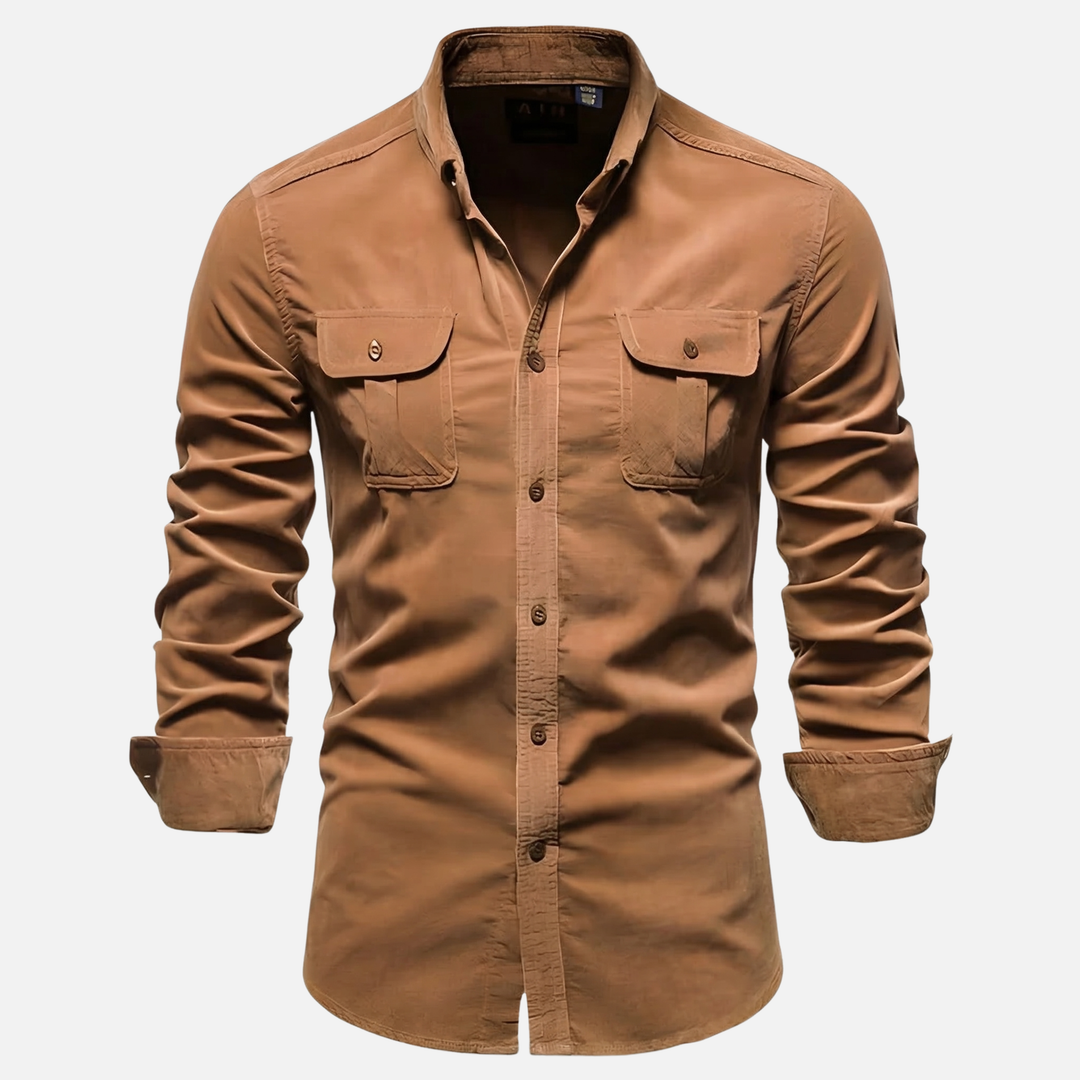 Casual Button Up Shirt with Sleek Placket for Men