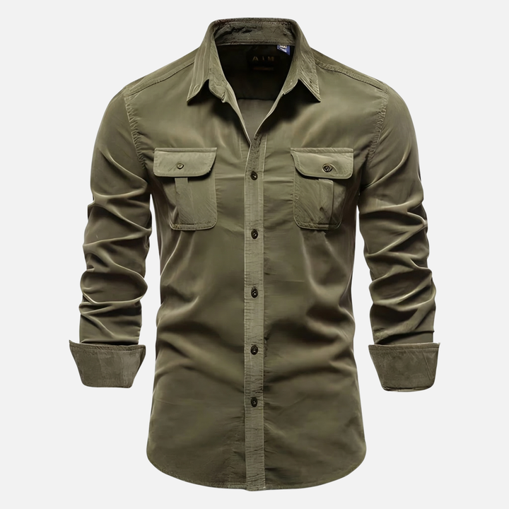 Casual Button Up Shirt with Sleek Placket for Men