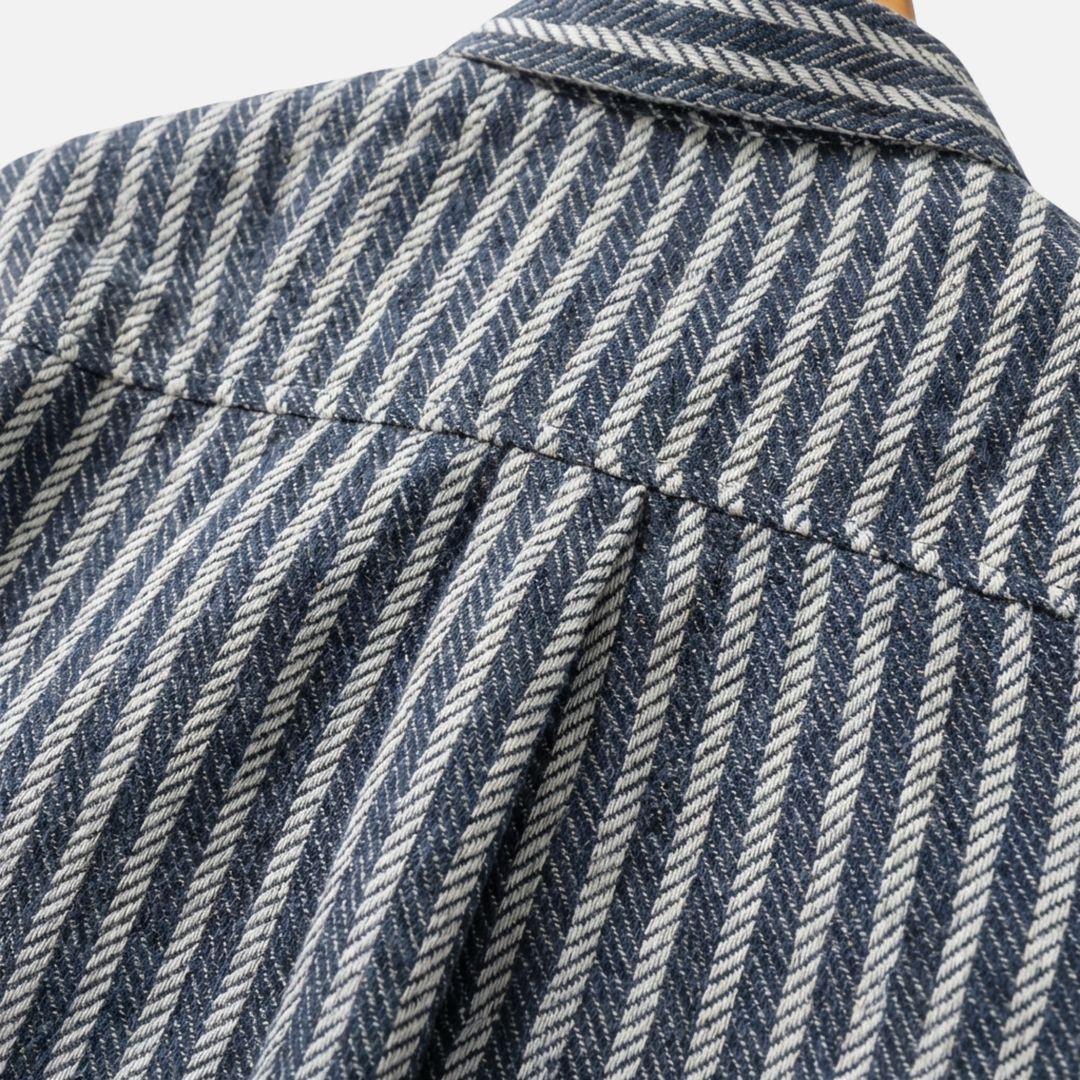 Casual Striped Button-Down Shirt with Long Sleeves for Men
