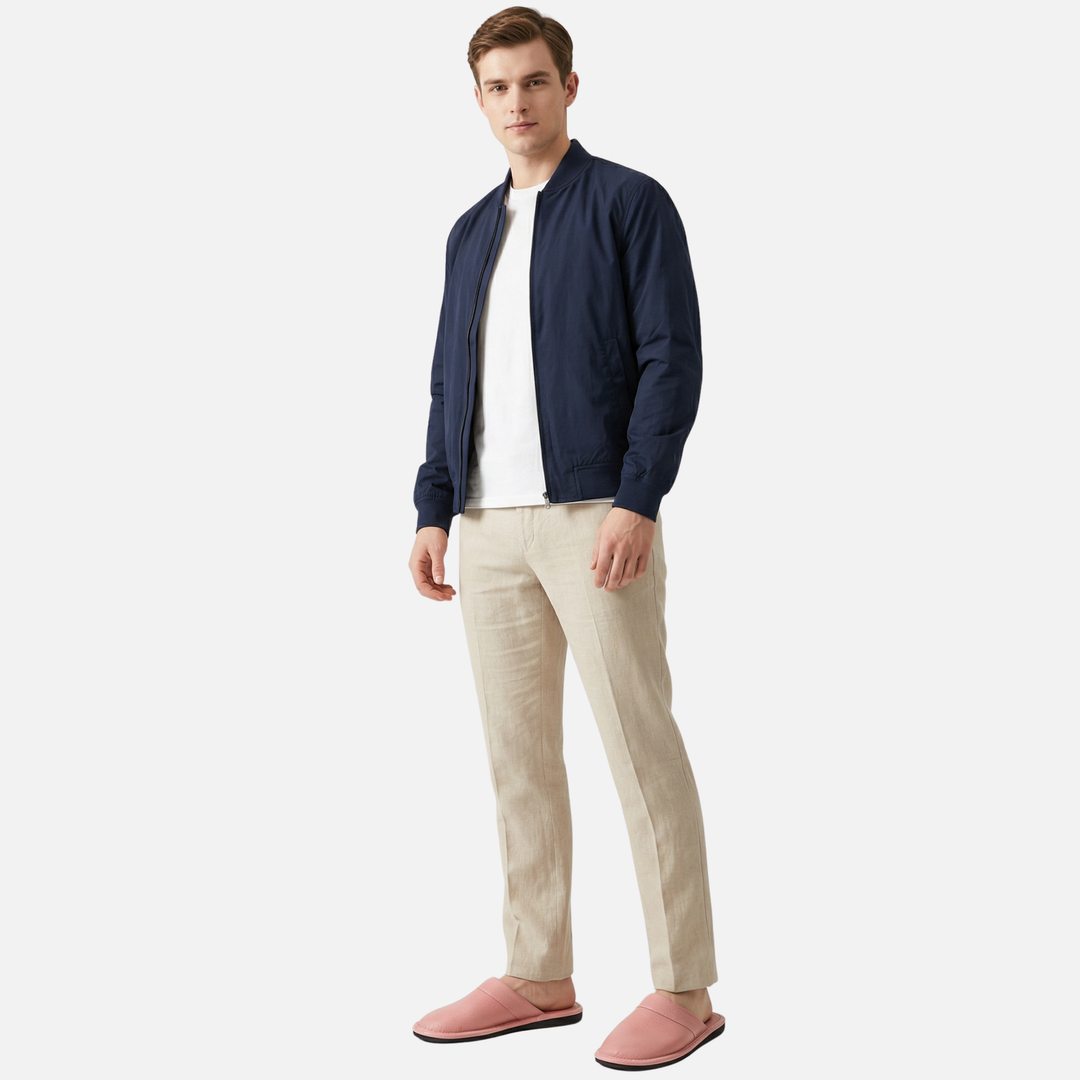 Casual Textured Slip On Slippers with Contrast Stitching for Men