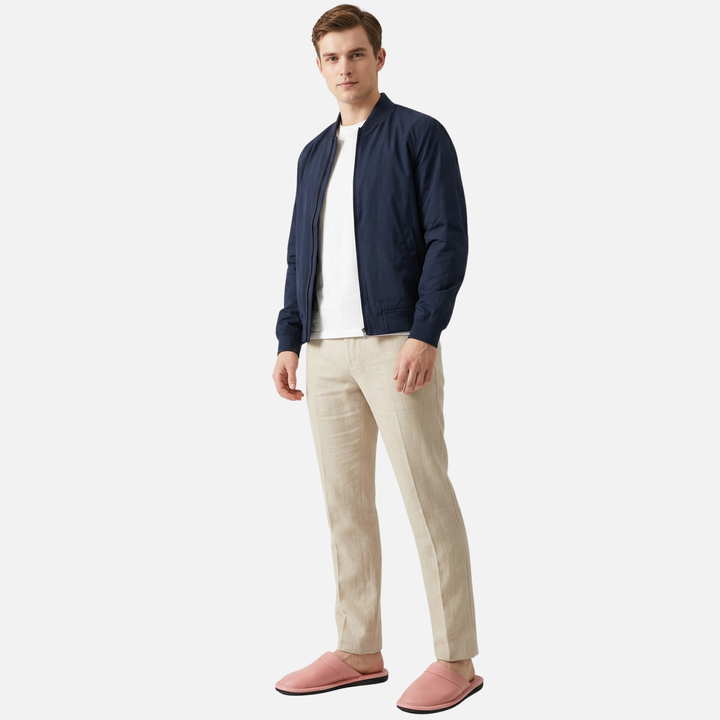 Casual Textured Slip On Slippers with Contrast Stitching for Men