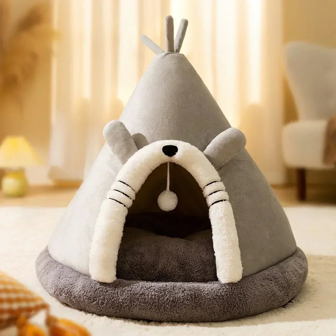 Cat Tent Bed – Soft Cat Cave with Removable Cushion 2