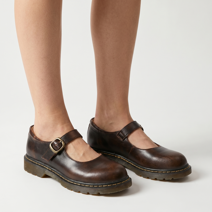 Chunky Sole Mary Jane Flats with Buckle Strap for Women