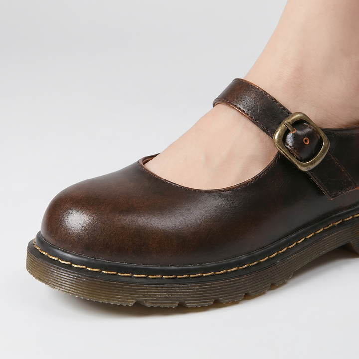 Chunky Sole Mary Jane Flats with Buckle Strap for Women