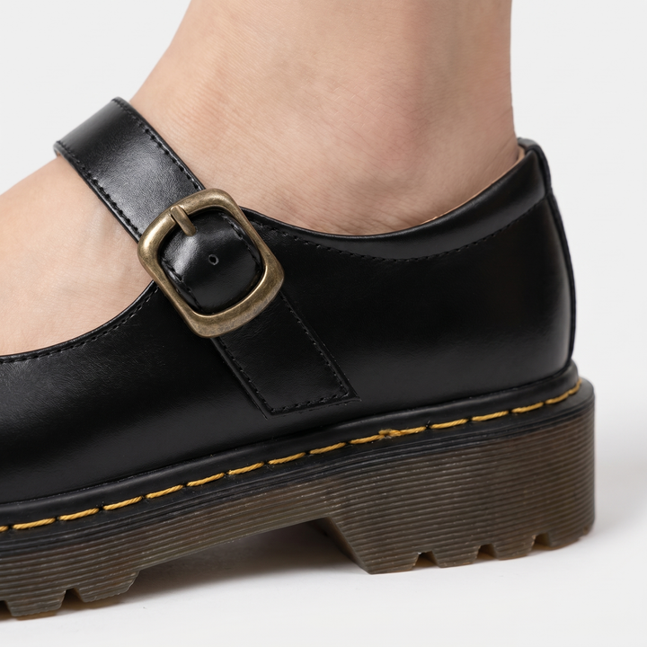 Chunky Sole Mary Jane Flats with Buckle Strap for Women