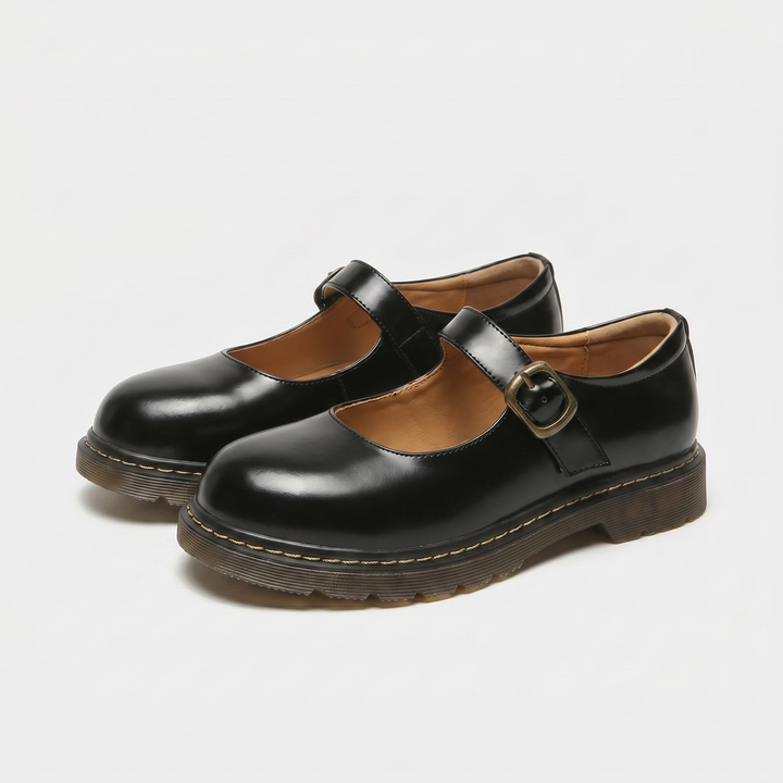 Chunky Sole Mary Jane Flats with Buckle Strap for Women