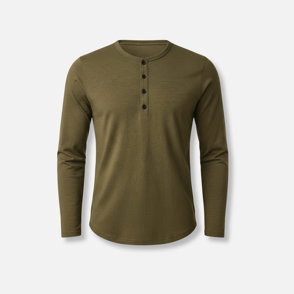 Classic Button-Up Shirt with Long Sleeves for Men