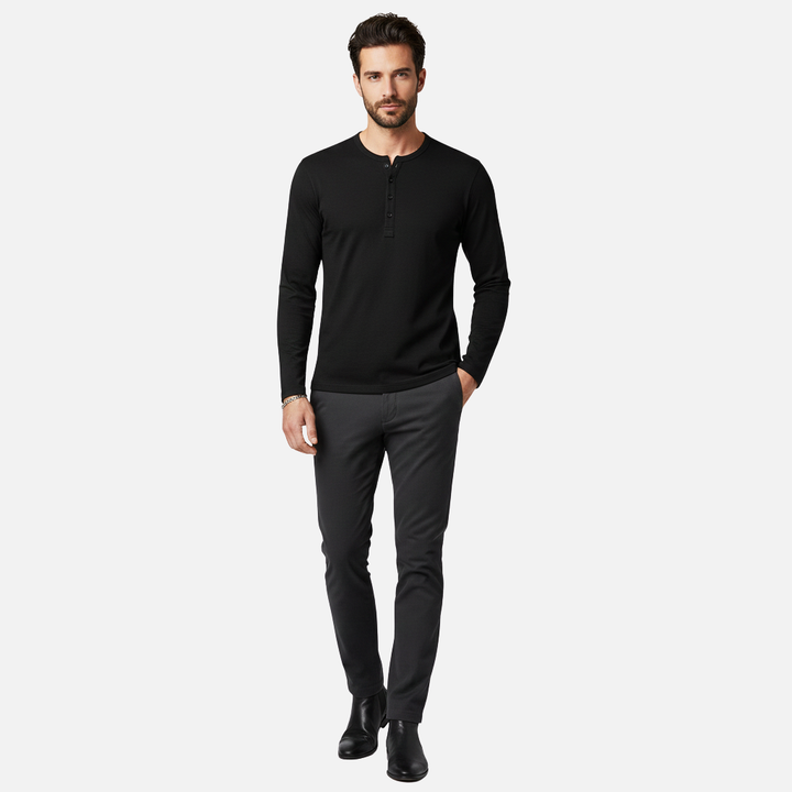 Classic Button-Up Shirt with Long Sleeves for Men