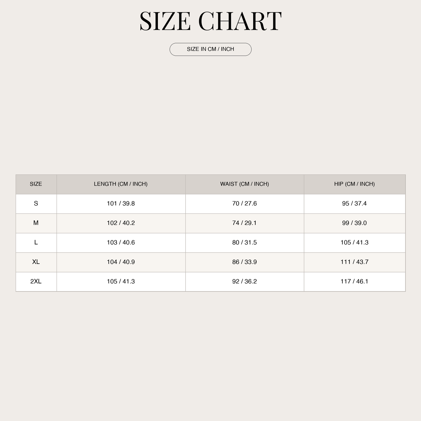 Women's Woven Work Pants – High-Waist Wide-Leg size chart