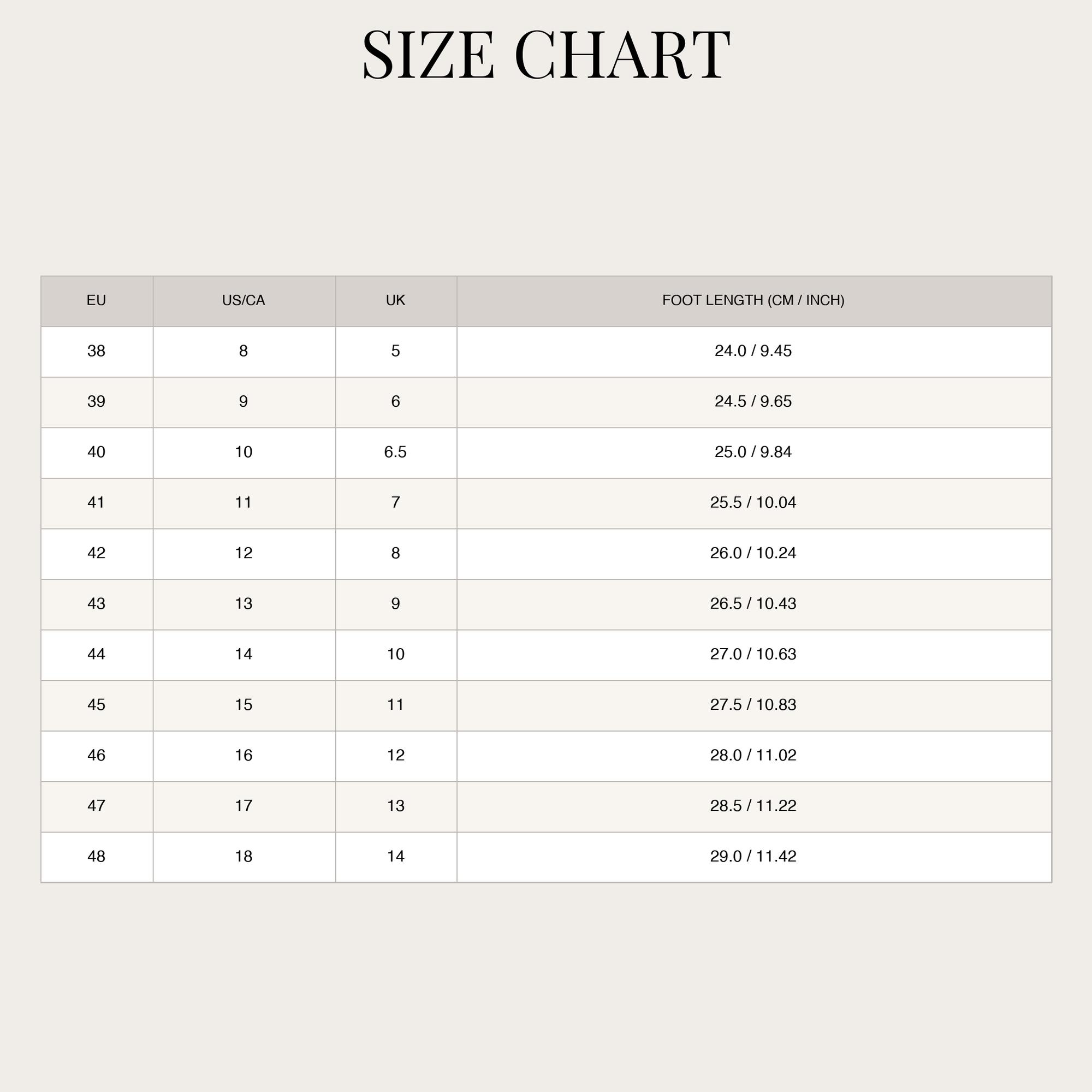 Size Chart