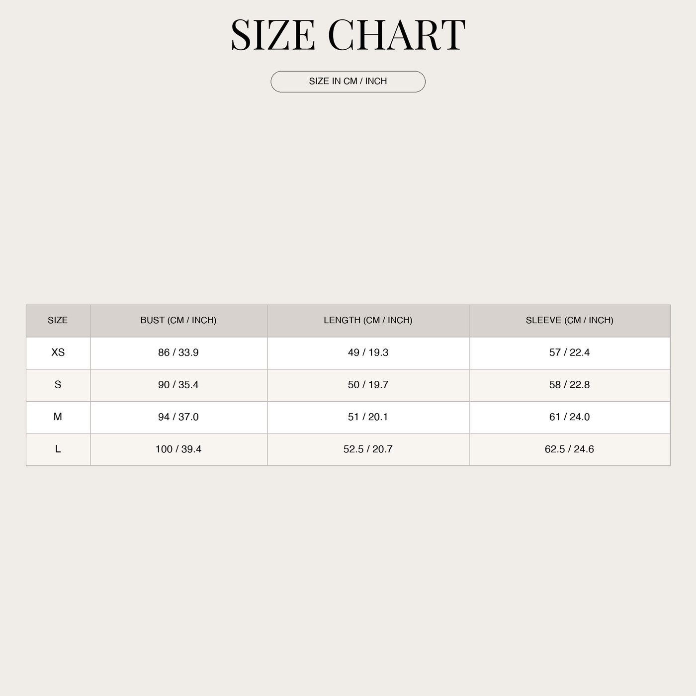 Women's Tweed Jacket – Collarless Frayed Edges size chart