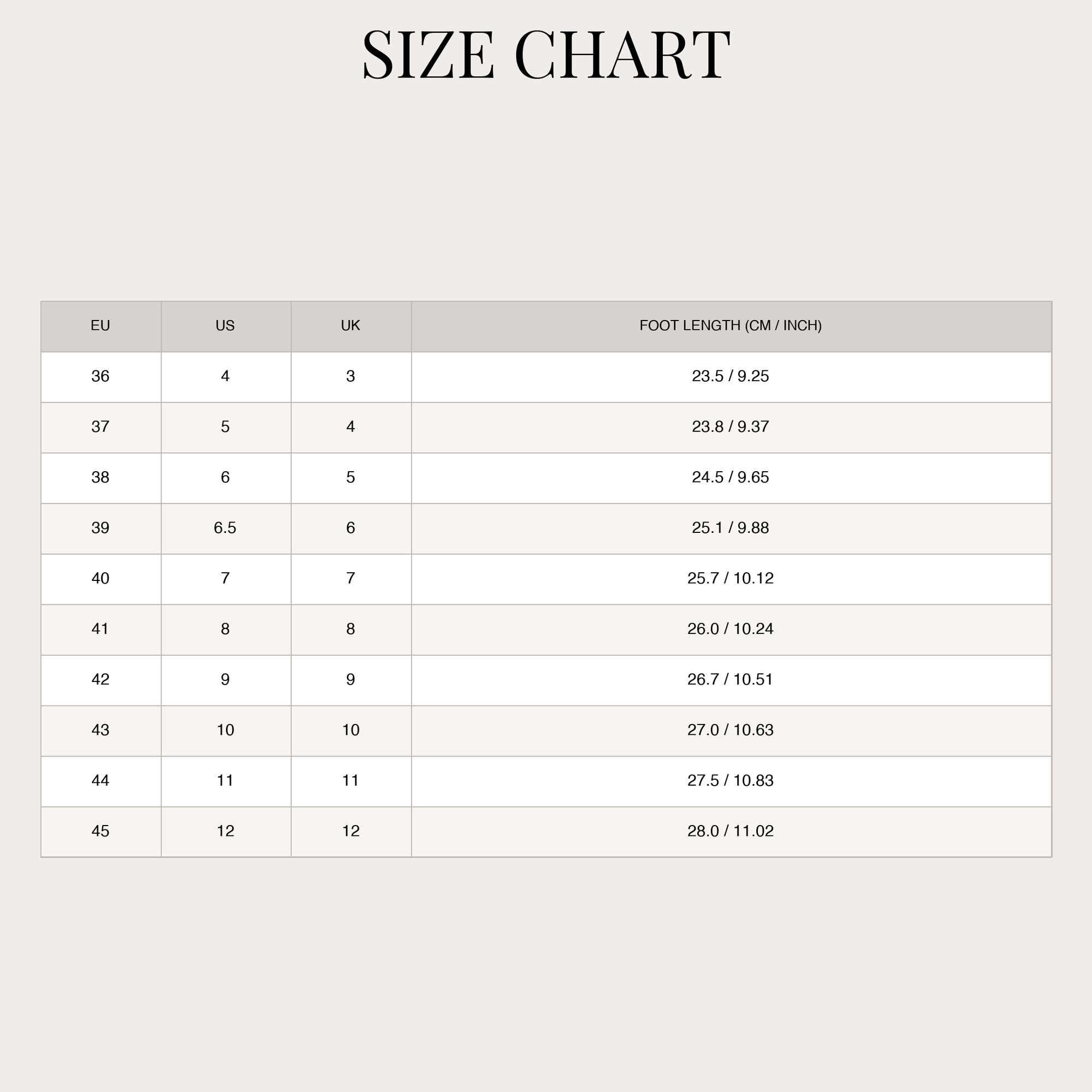 Size Chart