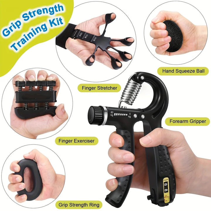 Complete 5-Part Hand Trainer Set – Adjustable Resistance for Forearm and Fingers 2