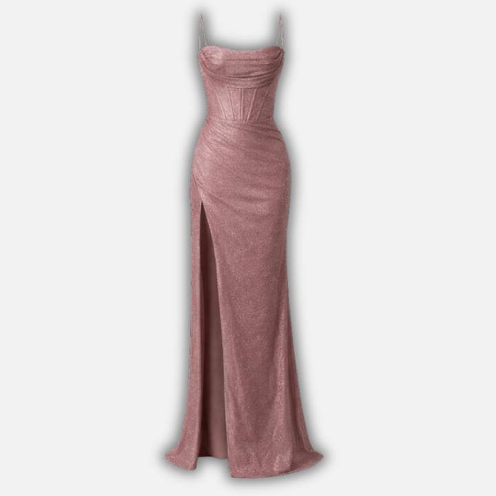 Corset Bodice Maxi Dress with Side Slit for Women