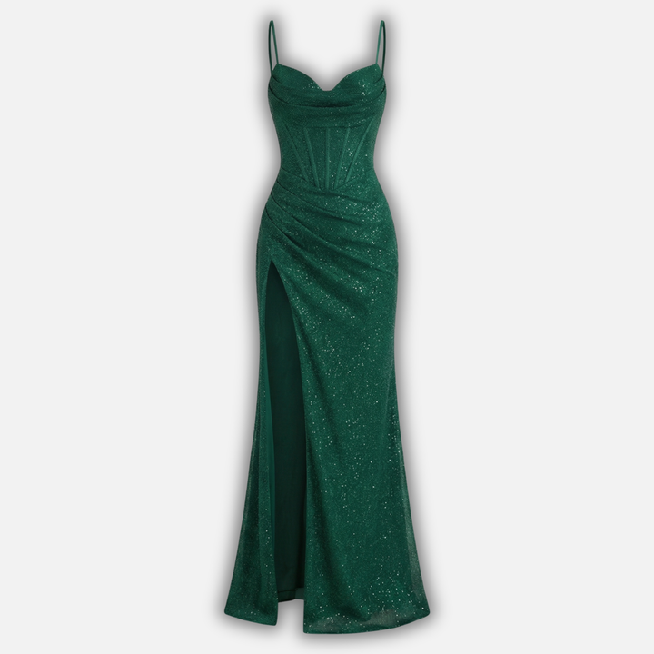 Corset Bodice Maxi Dress with Side Slit for Women