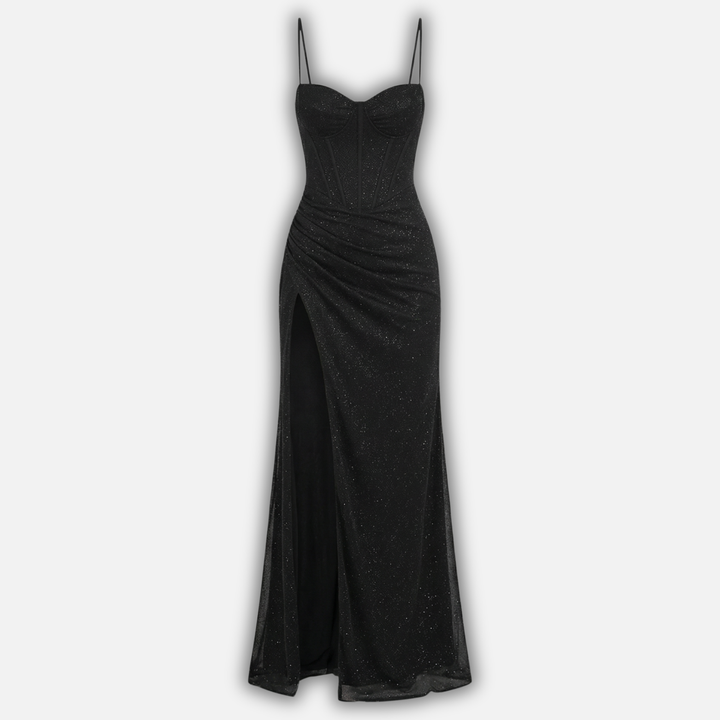 Corset Bodice Maxi Dress with Side Slit for Women