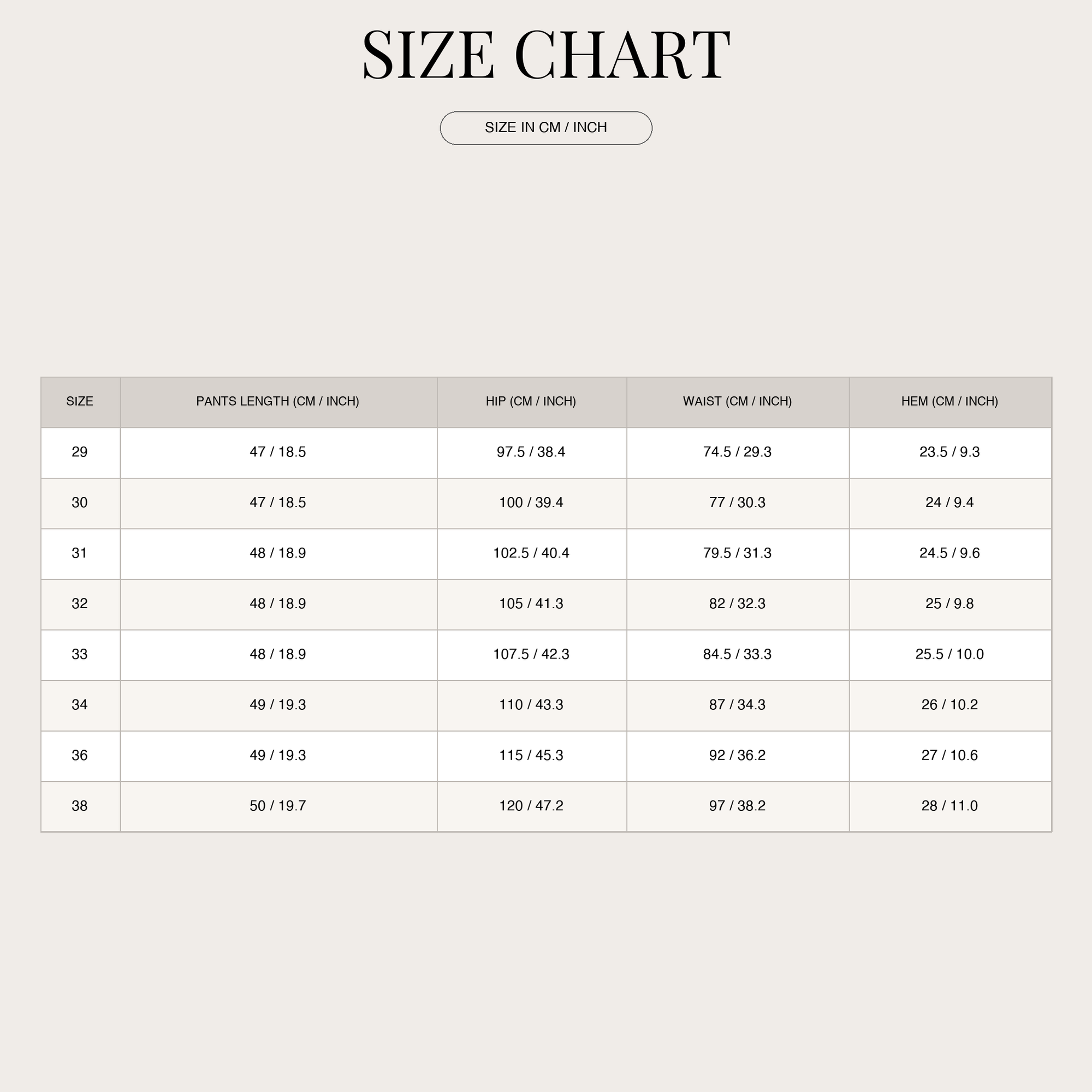 Size Chart