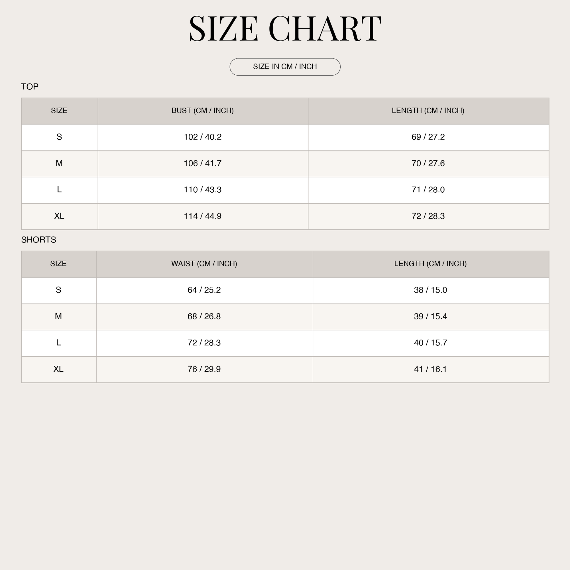 Size Chart
