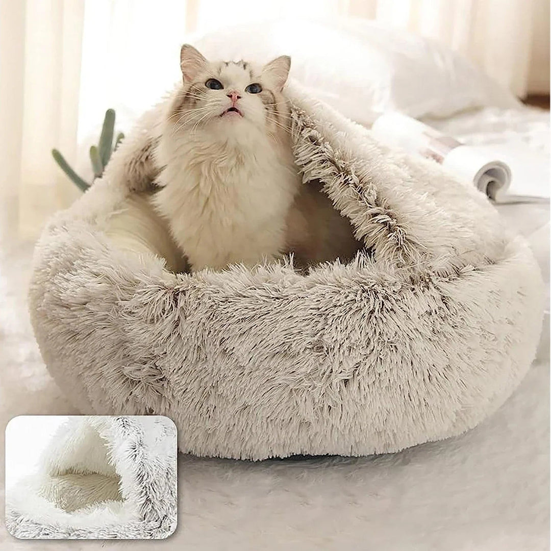 Cozy Pet Bed for Winter – Cuddle Cave Design with Warming Filling 12