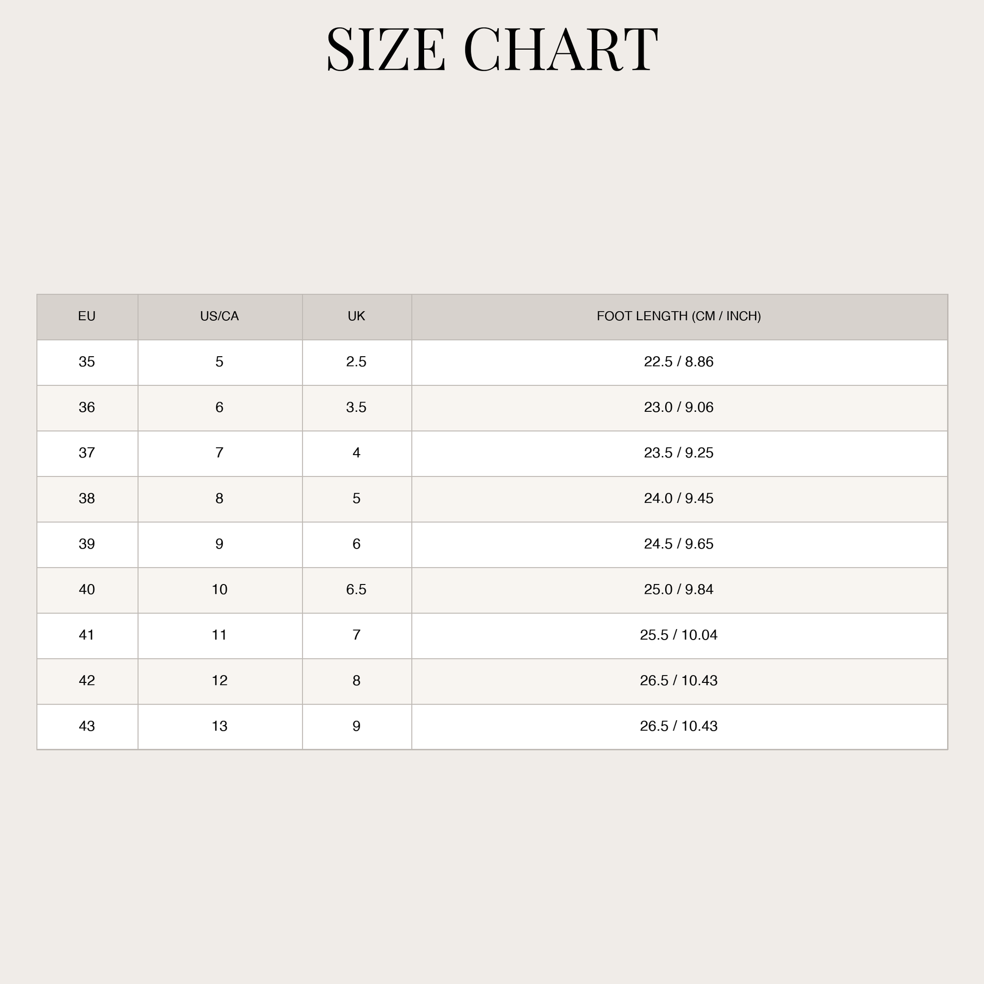 Size Chart