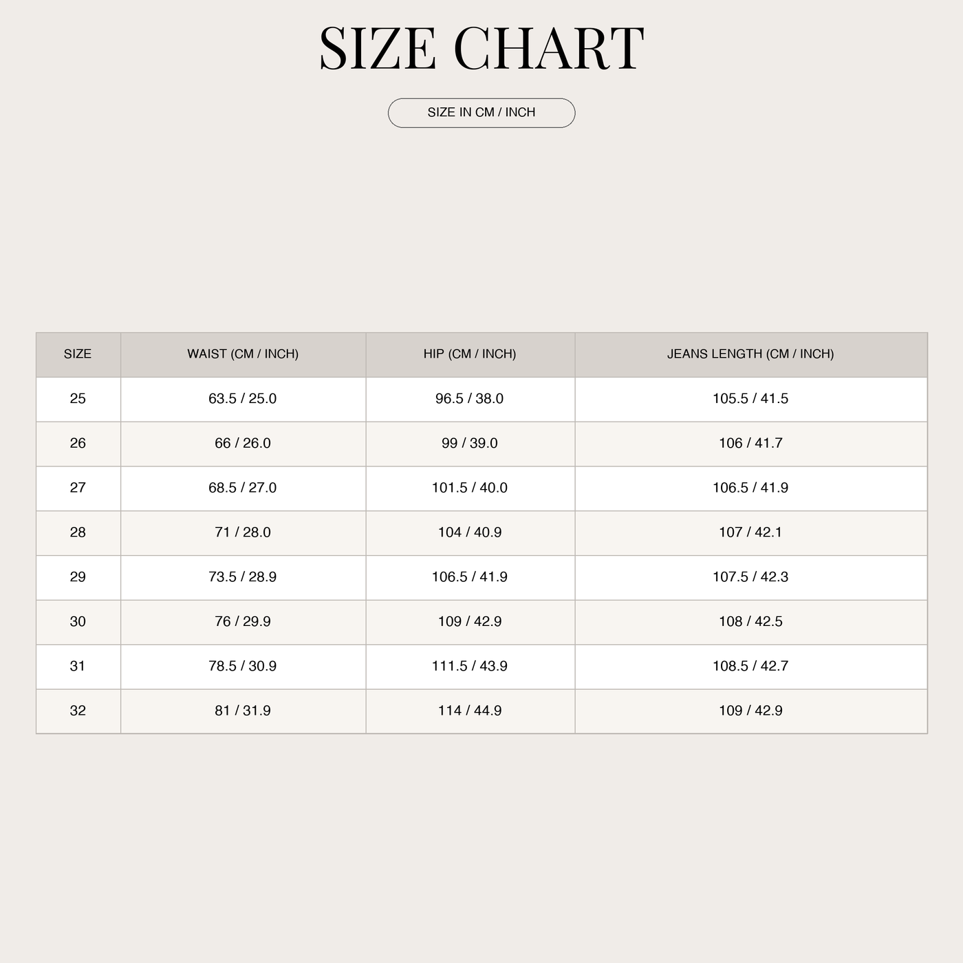 Women's Denim Jeans – Wide-Leg High-Rise Relaxed Fit size chart