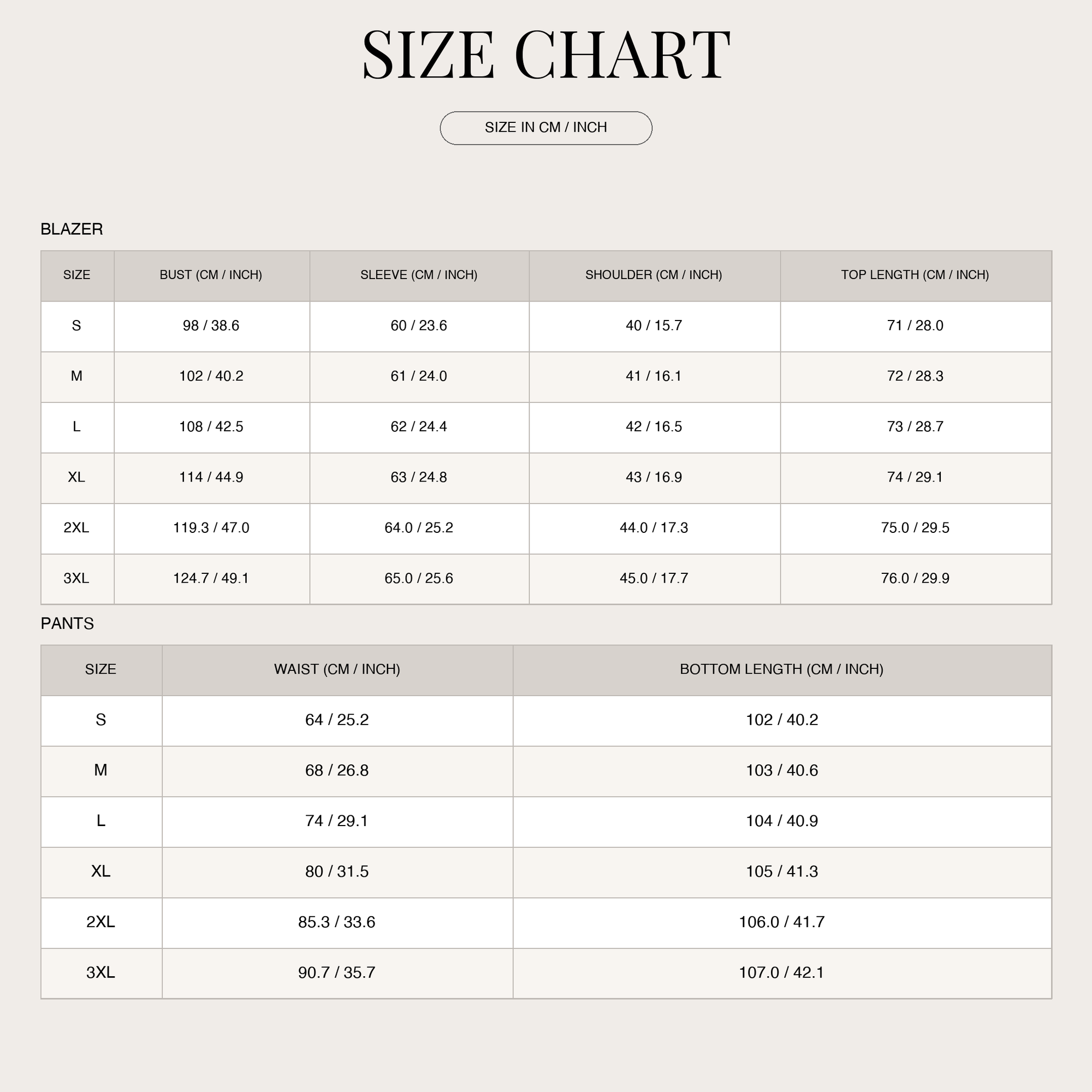 Size Chart