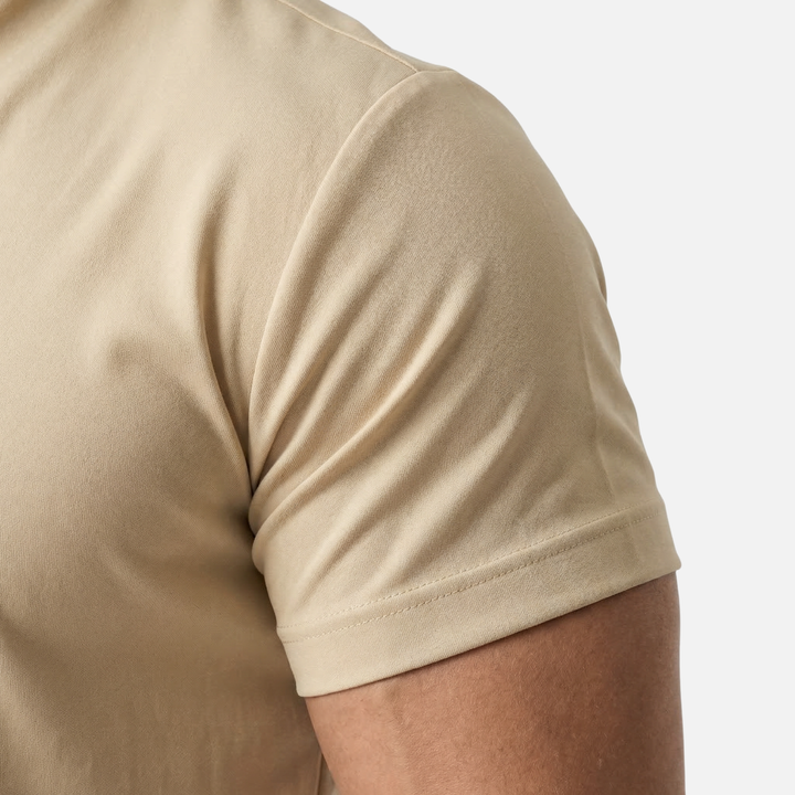 Mandarin Collar V-Neck T-Shirt with Chest Pocket for Men