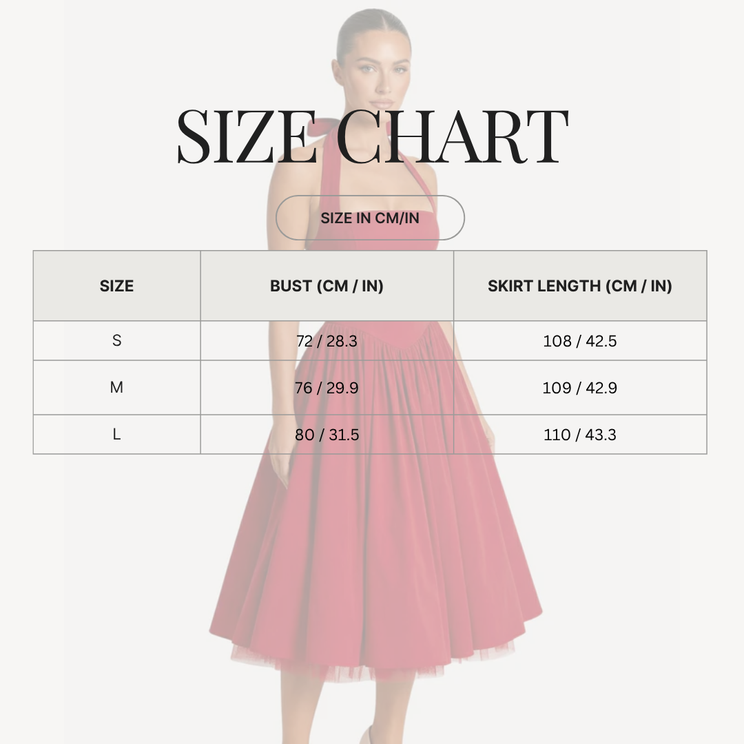 Flare Mid-Length Halter Dress Stretch for Women size chart