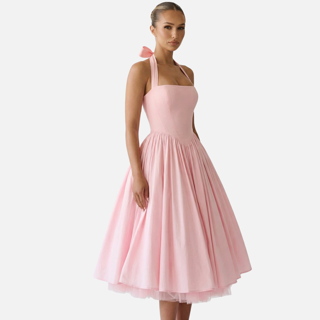 Flare Mid-Length Halter Dress Stretch for Women