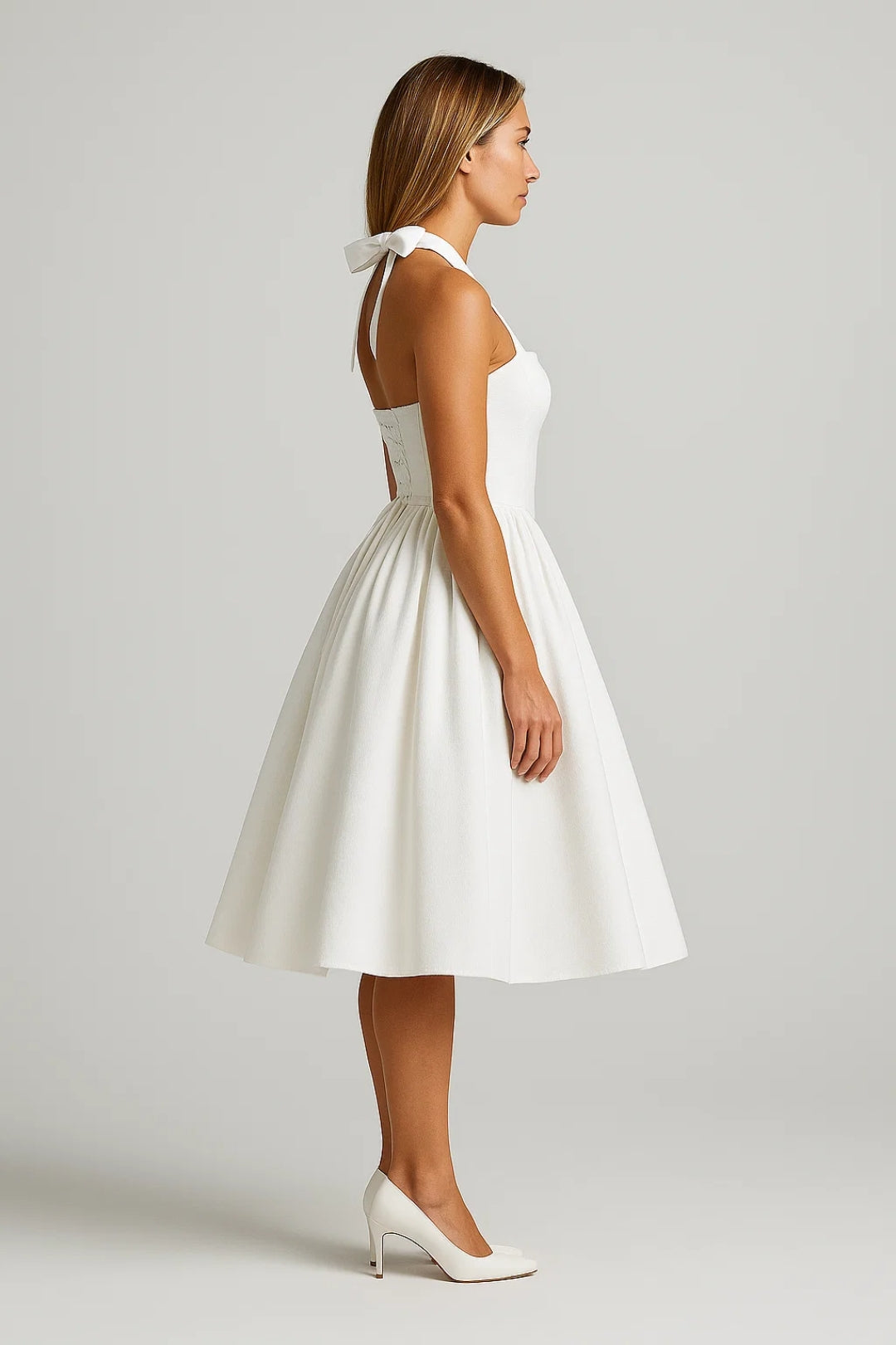 Flare_Mid_Length_Halter_Dress_Stretch_for_Women_2
