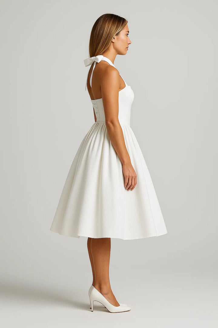 Flare_Mid_Length_Halter_Dress_Stretch_for_Women_2