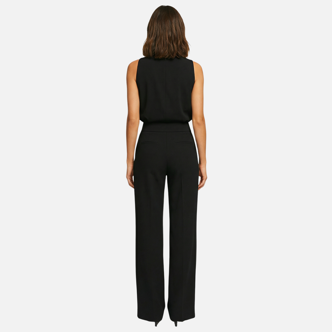 Flared Leg Jumpsuit with High Neckline for Women
