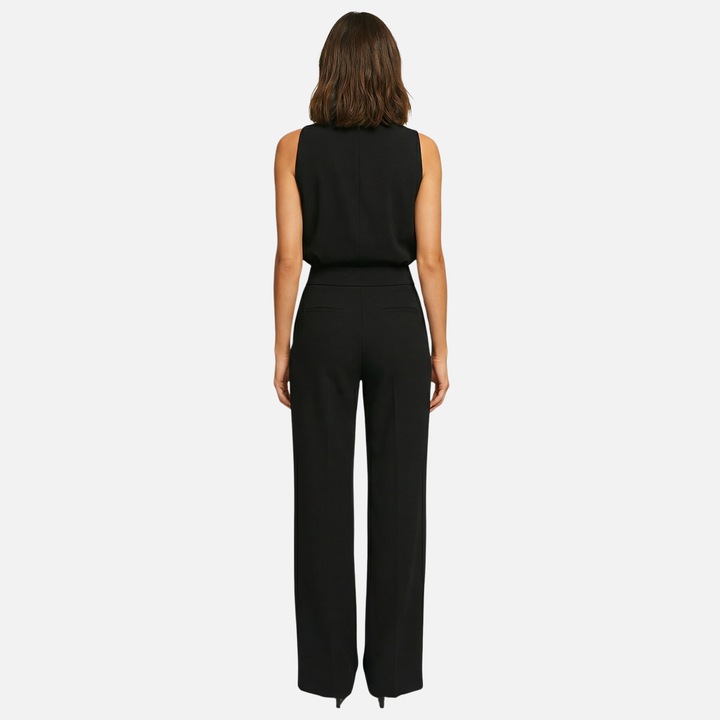 Flared Leg Jumpsuit with High Neckline for Women
