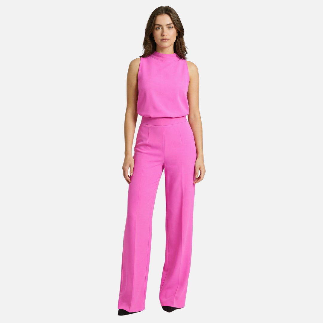 Flared Leg Jumpsuit with High Neckline for Women