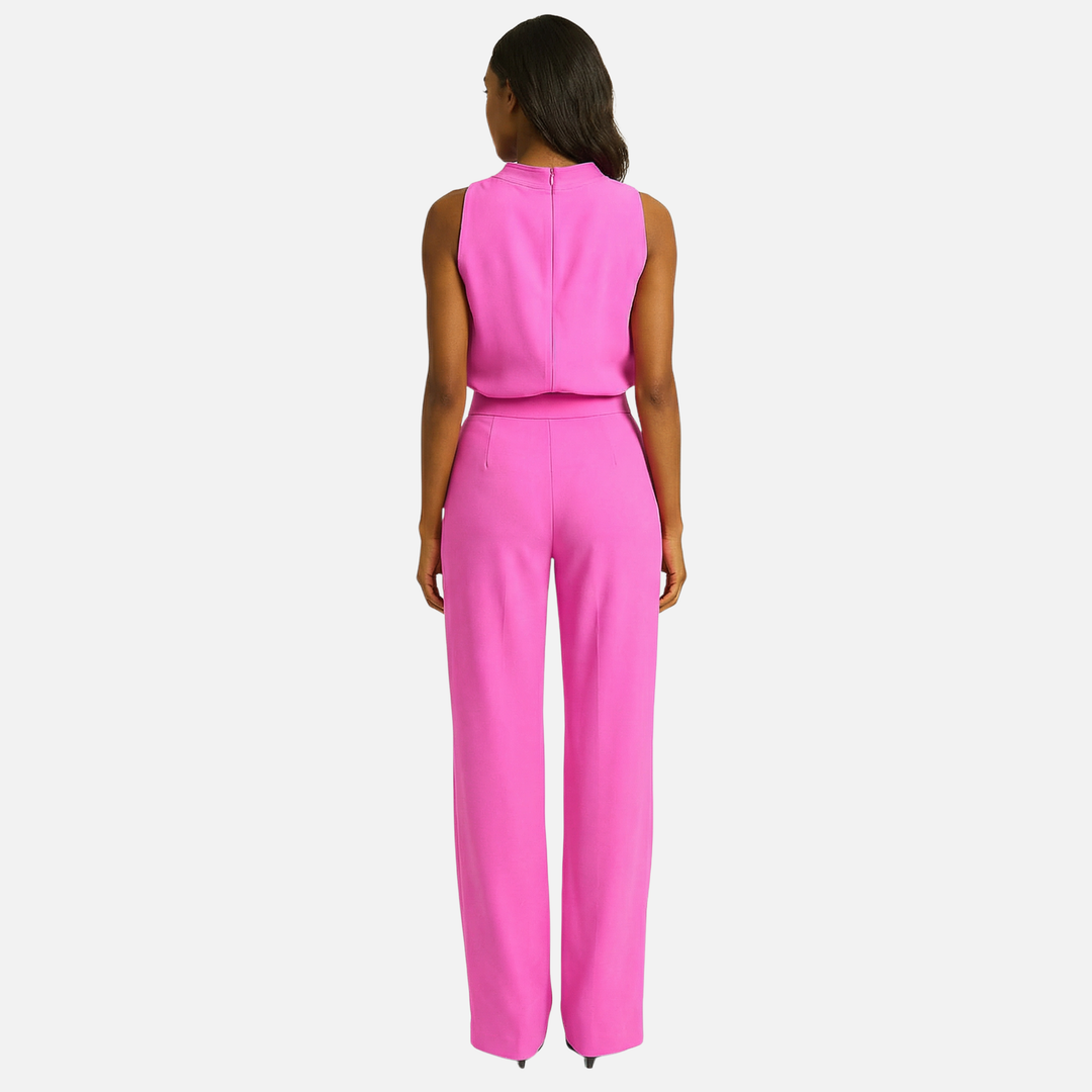 Flared Leg Jumpsuit with High Neckline for Women
