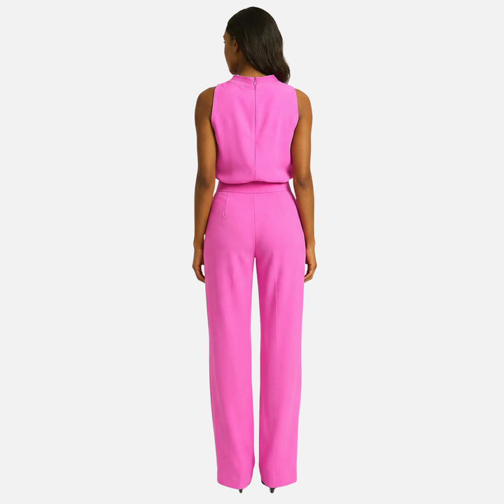 Flared Leg Jumpsuit with High Neckline for Women