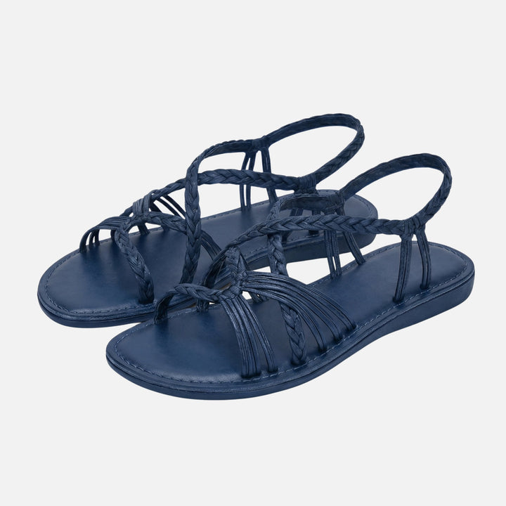 Flat Low-Heel Sandals with Woven Straps for Women
