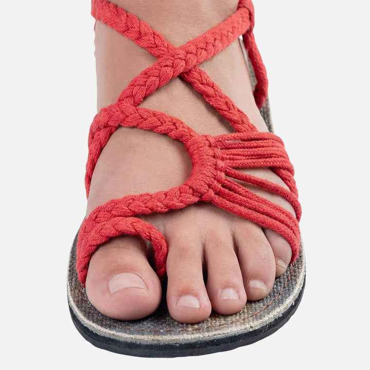 Flat Low-Heel Sandals with Woven Straps for Women