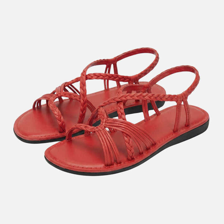 Flat Low-Heel Sandals with Woven Straps for Women