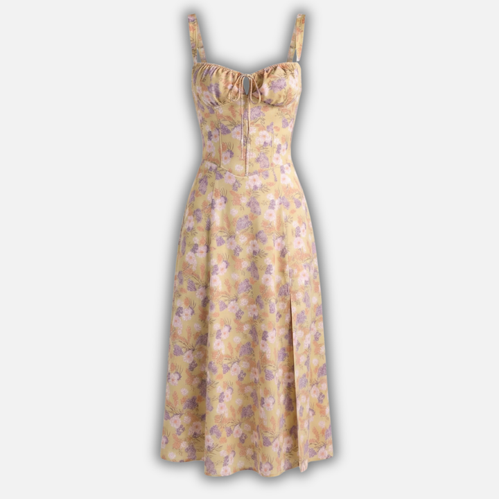 Elegant Crorset Midi Dress with Side Slit for Women