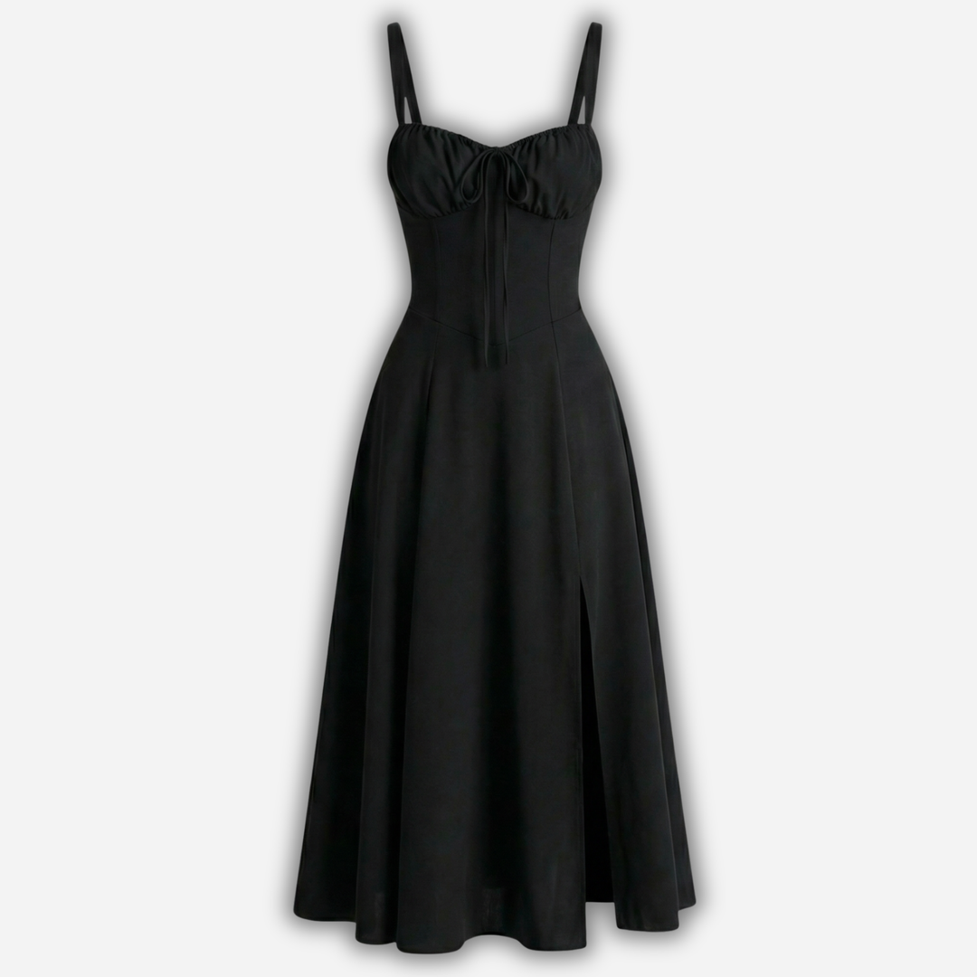 Elegant Crorset Midi Dress with Side Slit for Women