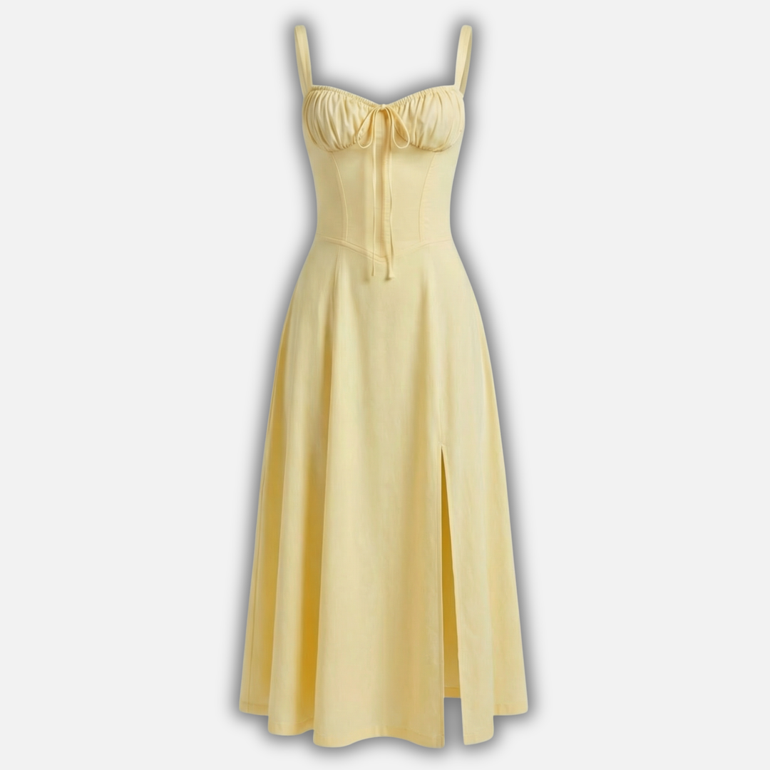 Elegant Crorset Midi Dress with Side Slit for Women