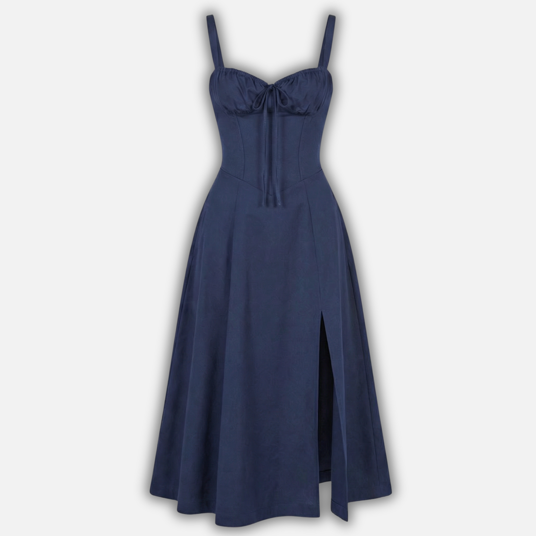 Elegant Crorset Midi Dress with Side Slit for Women