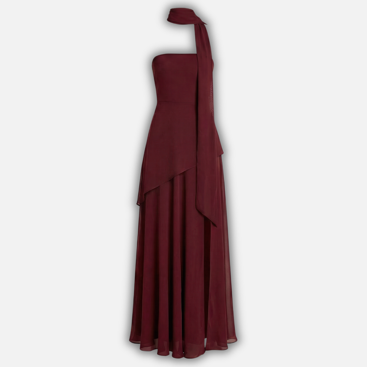 Flowing Maxi Dress with Layered Hem for Women