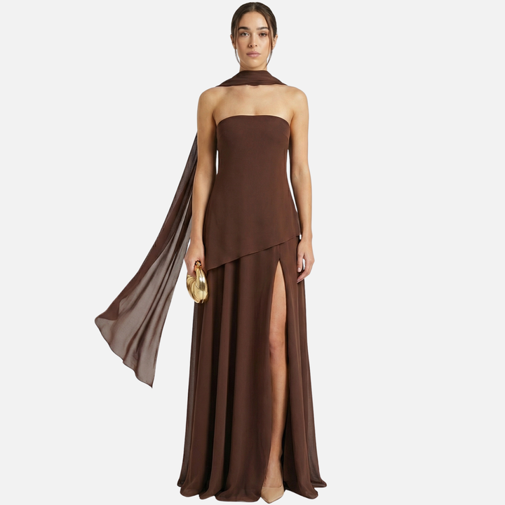 Flowing Maxi Dress with Layered Hem for Women