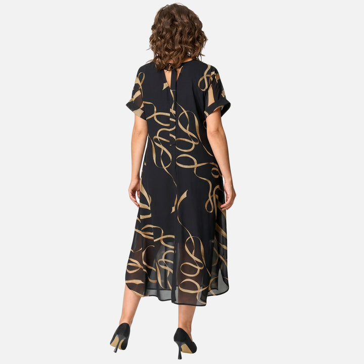 Flowy Chiffon Midi Dress with V-Neck for Women