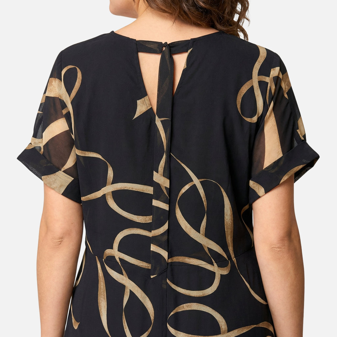 Flowy Chiffon Midi Dress with V-Neck for Women